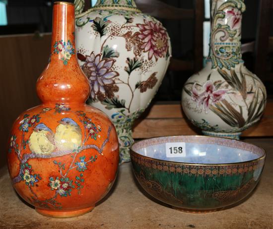 Carlton lustre ware bowl and a vase